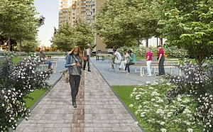 Благоустроенная территория с внутренним двориком