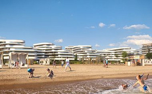 Современный пляж в 1 минуте пешком